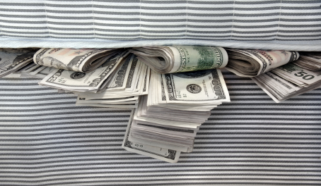 clip art of cash under mattress