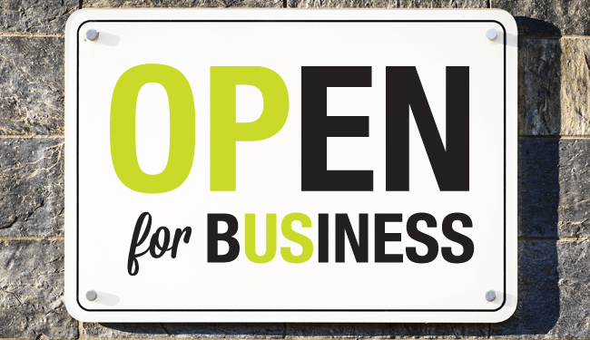 Open for business